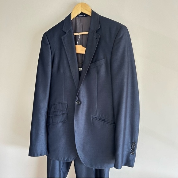 Vintage Kenzo Navy Two Piece Suit sz 34 - Picture 2 of 16